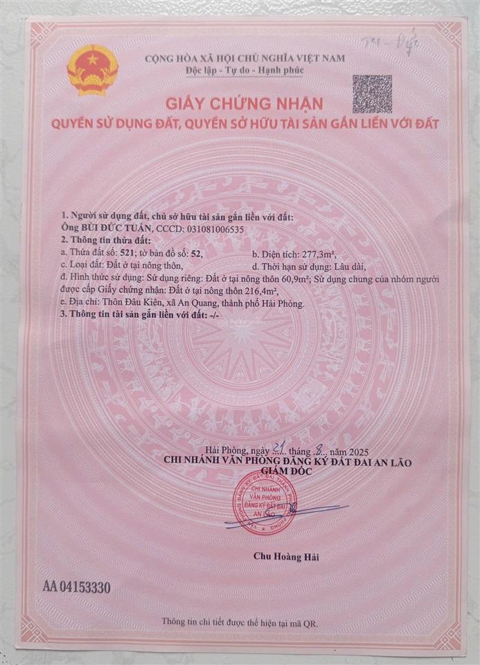 Bán đất thôn đâu kiên, xã an quang