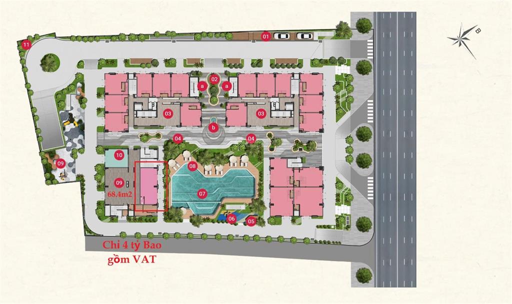 Suất nội bộ shophouse happy one sora. đối diện hồ bơi. dt 68m2, giá chỉ 4 tỷ đã vat, góp 24 tháng