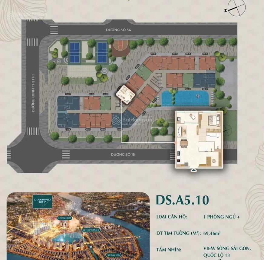 Bán căn 2pn2wc 69m2 tại diamond sky, căn hộ vạn phúc city. giá siêu mềm chỉ 6,8 tỷ. trực tiếp cđt