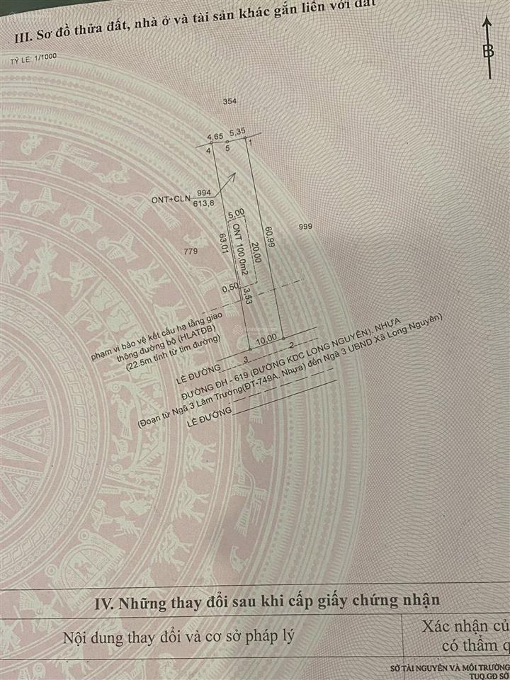 Chính chủ bán đất mặt tiền dh619, long nguyên (cách dt749 100m, chợ bến cát ~5km