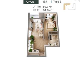 Bán căn 1pn1vs rẻ nhất masterise cao xà lá, dt 54,3m2 giá 6,7 tỷ. 