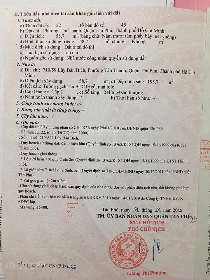 Bán nhà hẻm 8m lũy bán bích, q tân phú  4x15m  3 tầng  9.5 tỷ.  0917 222 ***