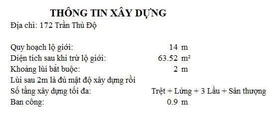 Mặt tiền trần thủ độ, phú thạnh ( nhà cấp 4 , dt 3.5x18.5m 64m2 )