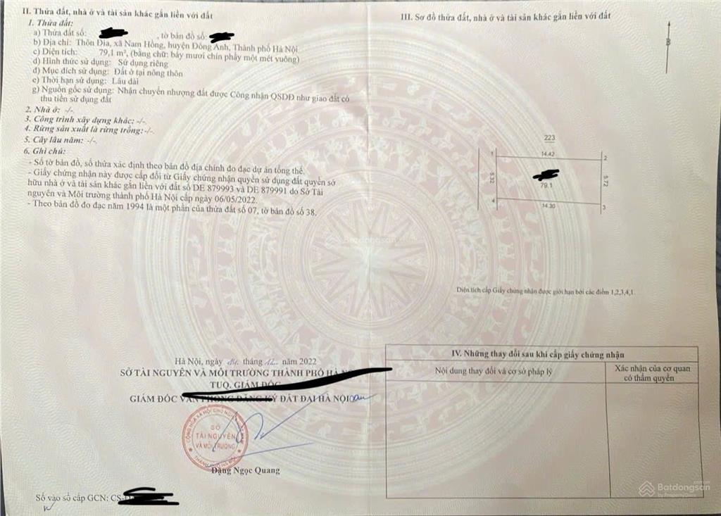 Bán đất thôn đìa nam hồng, ngõ thông ô tô, gần công viên 80m giá 5,8 tỷ