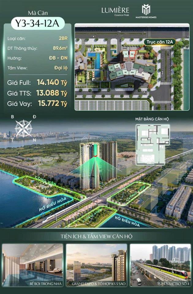 Bán căn góc 2 ngủ veiw hồ, triển lãm, tòa materies homes sát hồ 90m giá 13 tỷ