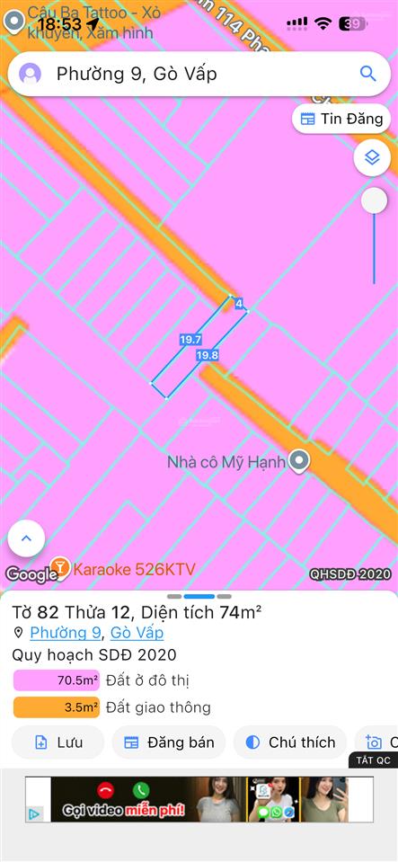76m2 (3,8 x 20)  3pn (có pn trệt). sân để 10 xe  hẻm 3,5m  nguyễn văn khối, gv  4,85 tỷ