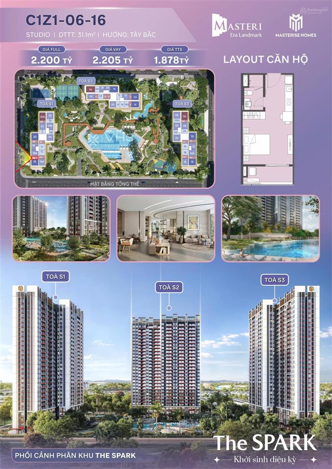 Studio masteri  the spark | ở sang  giá mềm