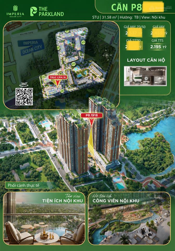 Chỉ hơn 700 triệu vốn ban đầu sở hữu ngay căn studio view nội khu đẹp tại the parkland