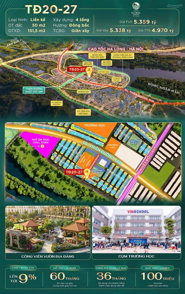 Liền kề vinhomes global gate  chỉ 4,9 tỷ