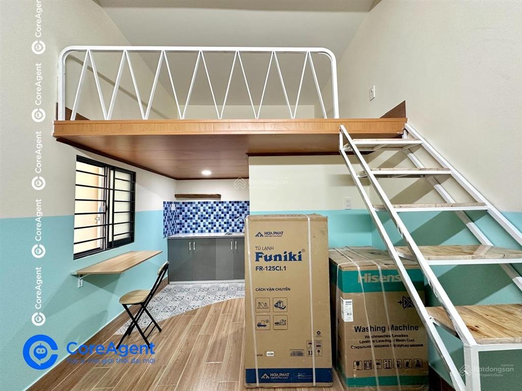 Căn hộ gác phong cách satorini  mới xây 100%  full nội thất  giặt phơi riêng gần aeon tp