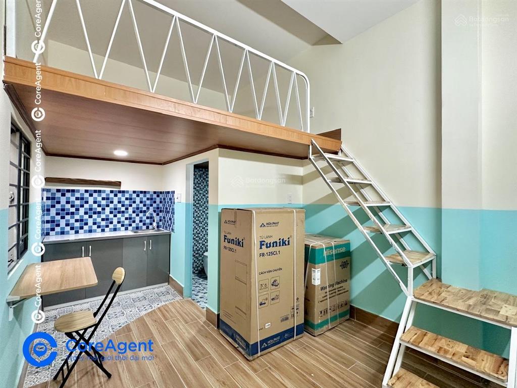 Căn hộ gác phong cách satorini  mới xây 100%  full nội thất  giặt phơi riêng gần aeon tp