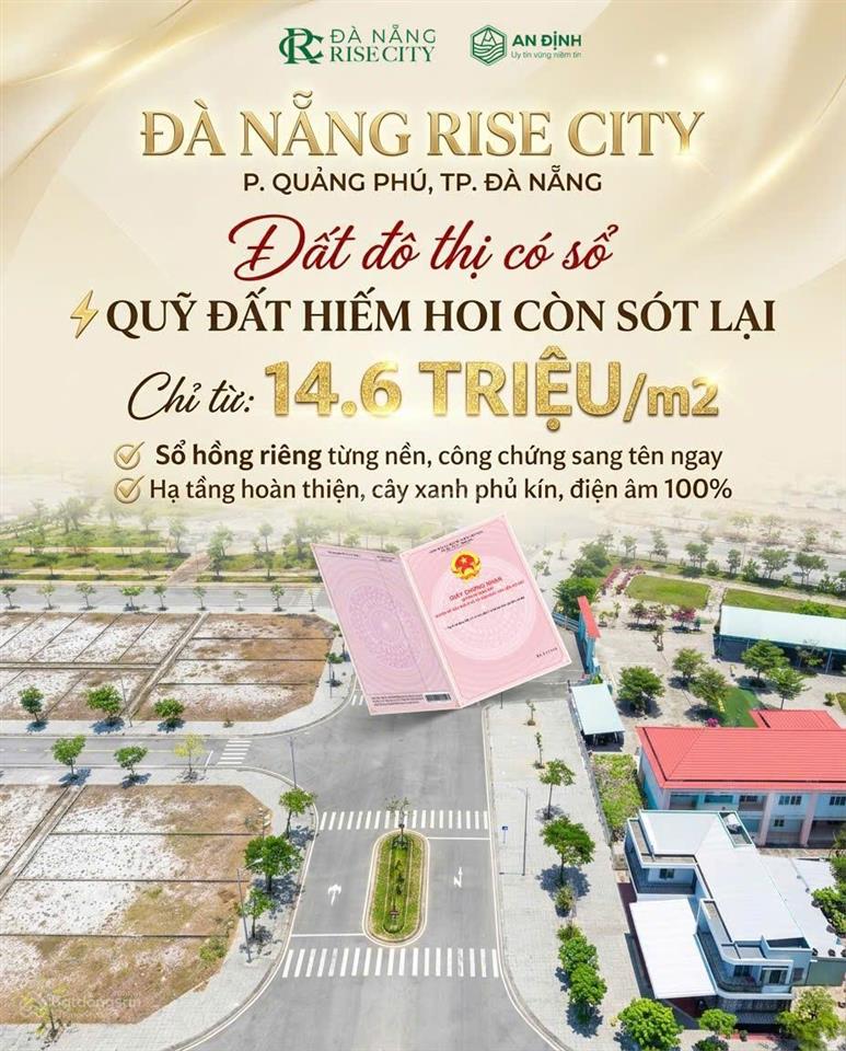 Đô thị đà nẵng rise city giá chỉ 14,6tr, sẵn sổ công chứng ngay