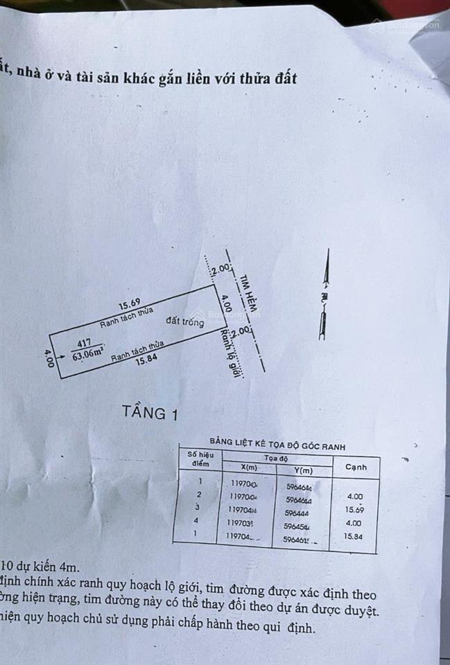 Bán lô đất shr  hẻm xe hơi  4x16m  64m2  ngay trần thị trọng  hoàng bật đạt  nhỉnh 4tỷ