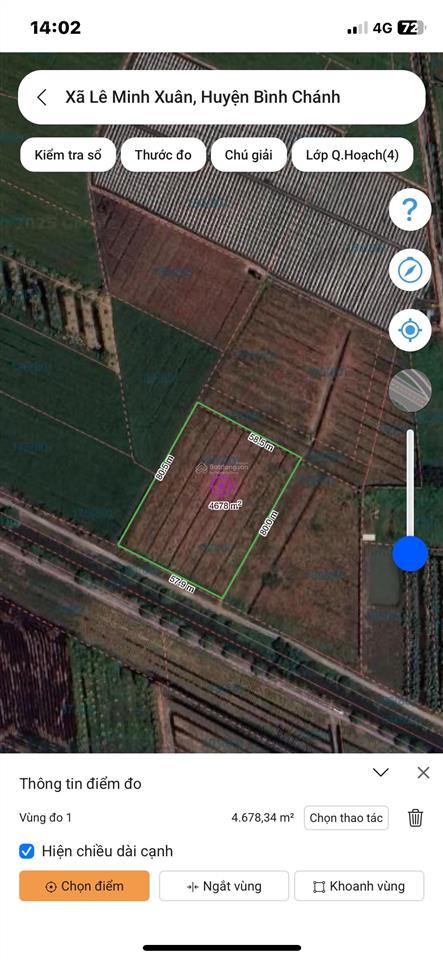 Bán 5000m2 đất lúa xã lê minh xuân. giá 13,1 tỷ