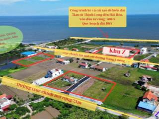 Bán đất sát bờ biển, thị trấn thịnh long, hải hậu, nam định, giá 1 tỷ sổ đỏ từng lô