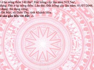 Bán đất 1059,5m2 tại xã diên tân, diên khánh, khánh hòa, giá 2,8 tỷ