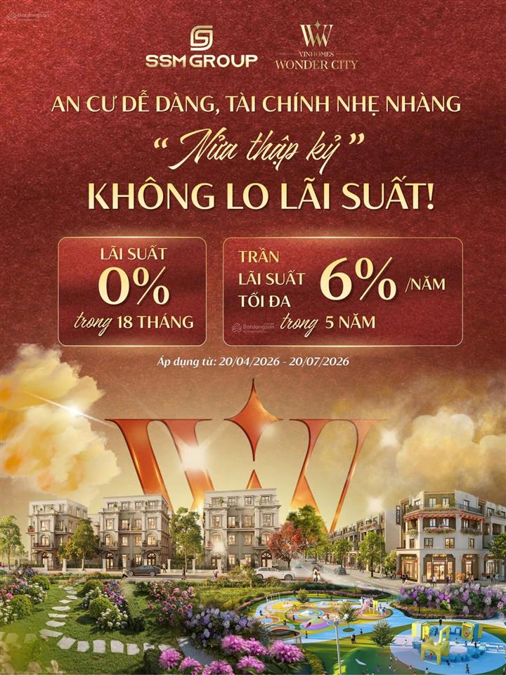 Quỹ hàng vip mở bán đợt cuối. diện tích 120m2. dự án vinhomes wonder city