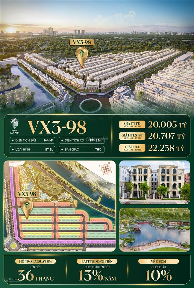 Biệt thự song lập vịnh xanh 144m2. vốn chỉ 3,6 tỷ. nhận nhà ngay