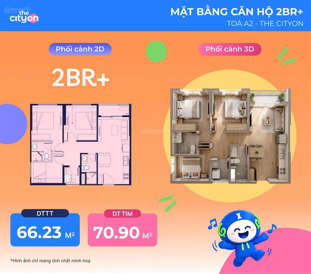 The cityon căn hộ 2pn+ a2xx05, 66,23m² | giá dự kiến từ 3,8 tỷ