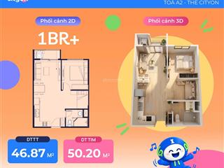 The cityon căn hộ 1pn+ a2xx16 | 48,67m² | giá dự kiến từ 2,7 tỷ