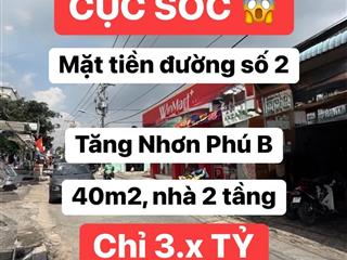 Cực sốc mặt tiền đường số 2 , tăng nhơn phú , quận 9 giá dưới 4 tỷ
