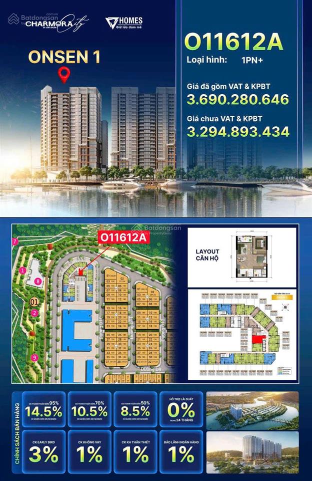 Căn hộ chung cư charmora city nha trang tòa onsen 1 view nội khu giá chủ đầu tư f0 sun group