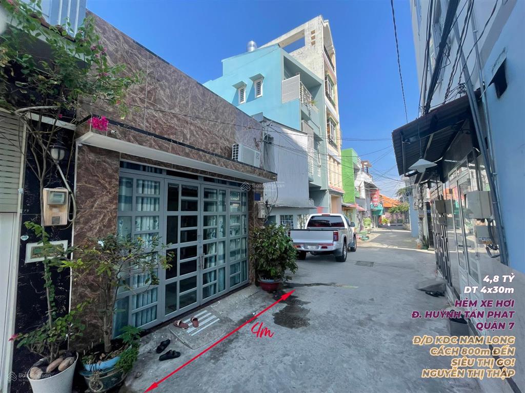 Chỉ 4,8 tỷ nhà 4,0x30m, hẻm ô tô 6m đ. huỳnh tấn phát q7 (80 triệu/m2)