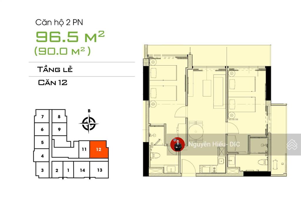 Mr. hiếu dic  bán căn hộ góc 2 pn 2 wc tòa nhà csj tower vũng tàu 96,5 m2. giá  6,2 tỷ