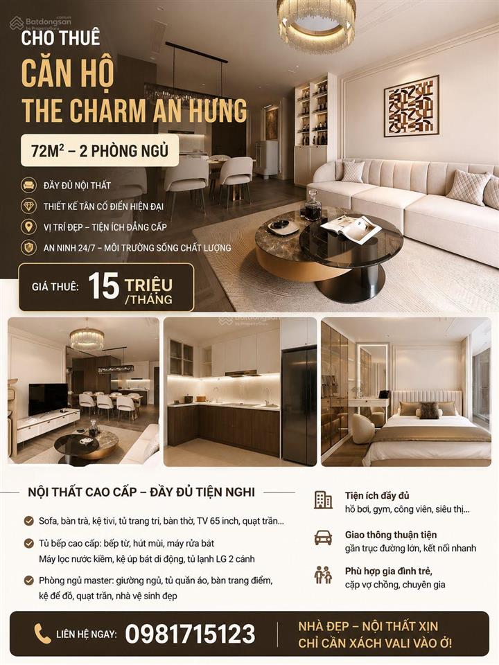 Cho thuê cc the charm an hưng, 13 triệu vnd, 91m2, 3pn, có slots ô tô