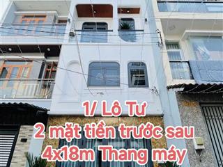Nhà lô tư 2 măt tiền trước sau , thang máy sịn ,4x18 , nhà xây lệch tầng nhìn rất thoáng mát,8,4t