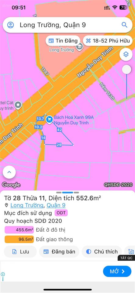 Mặt tiền nguyễn duy trinh,long trường, quận 9, dt  32 x 80 nở hậu, hđt 100 tr/th  giá bán 495 tỷ