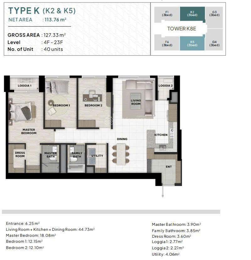 Bán căn hộ 3 phòng ngủ tòa k8e dự án chung cư the prime starlake  kđt tây hồ tây