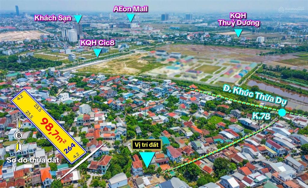 Bán đất tại kiệt 78 khúc thừa dụ, 1,98 tỷ, 98,7m2, chính chủ! hot!
