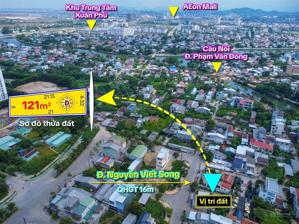 Bán đất mặt tiền nguyễn viết song  121m2  3tỷ250  đường 16m