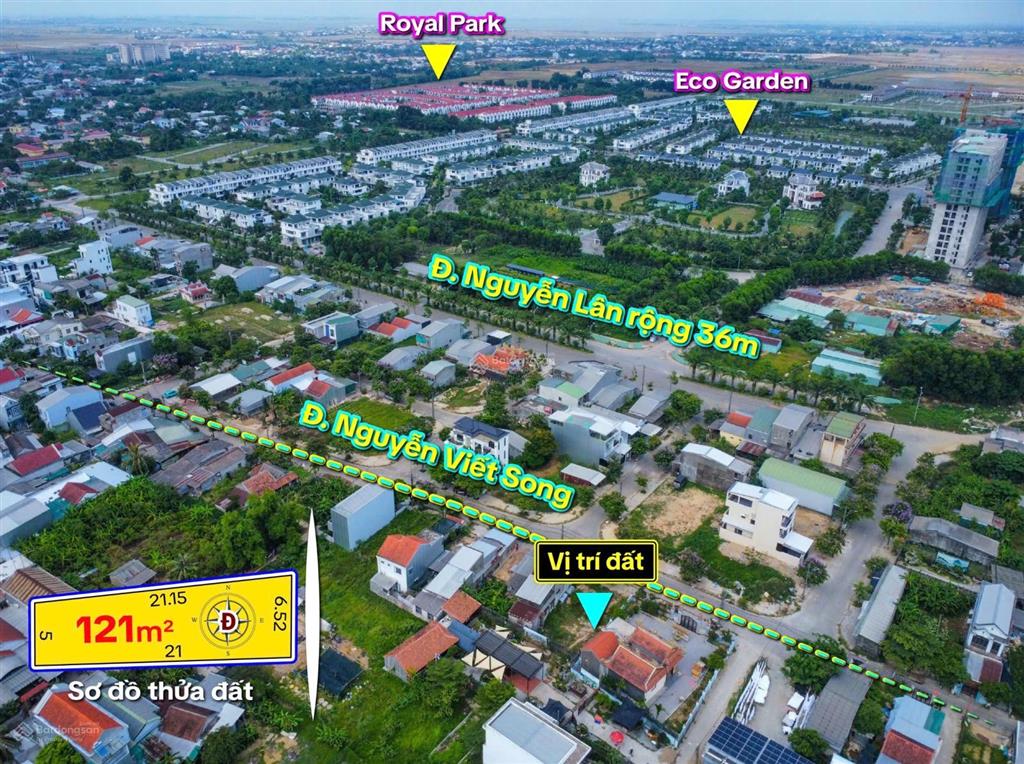 Bán đất mặt tiền nguyễn viết song  121m2  3tỷ250  đường 16m