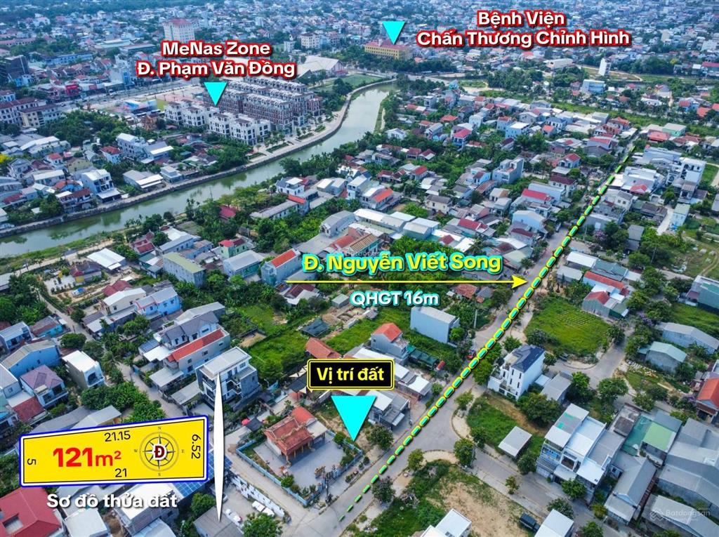 Bán đất mặt tiền nguyễn viết song  121m2  3tỷ250  đường 16m