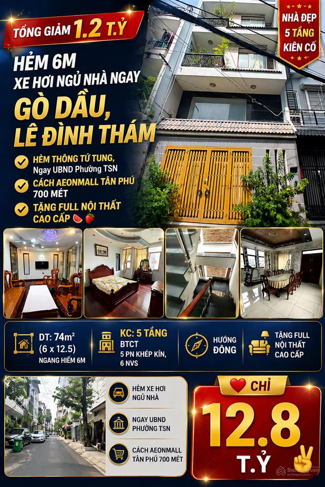 Gấp bán ngay aeon tân phú  ô tô thông tứ tung  ngay ngã tư gò dầu, tân quý cạnh ubnd phường tsn