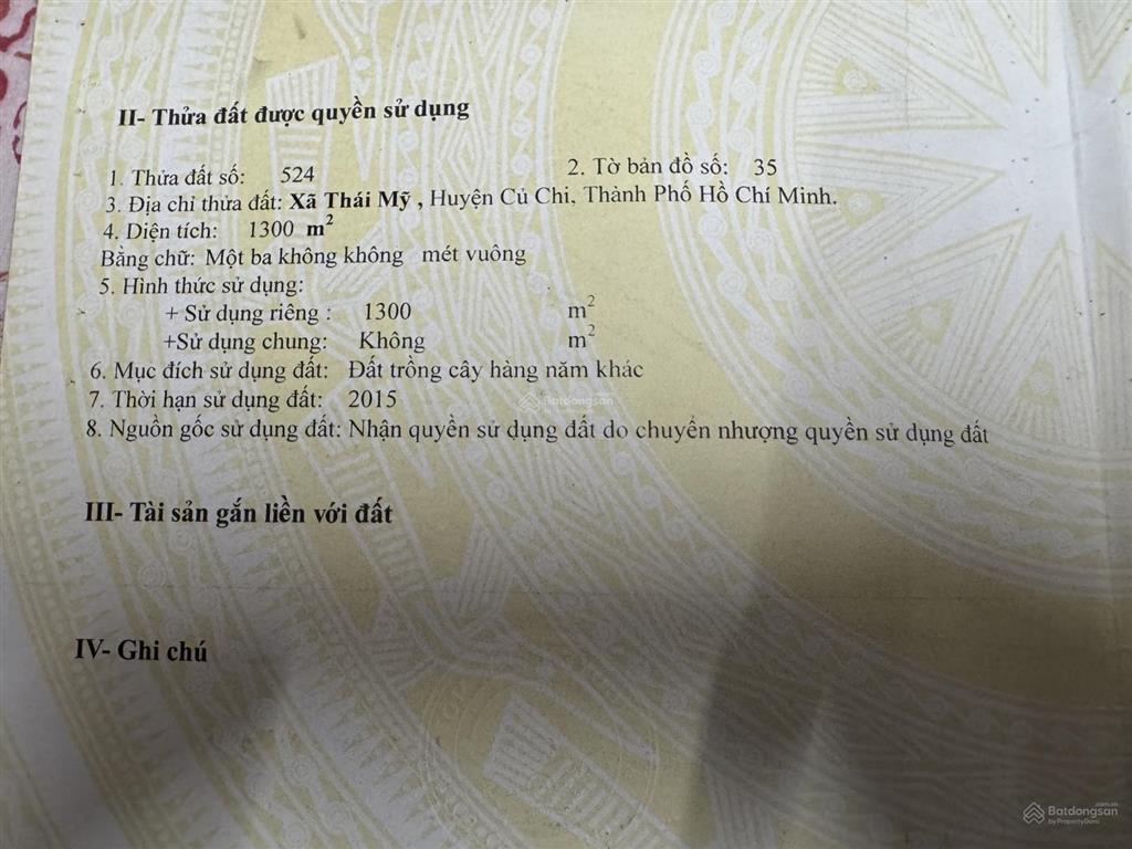 Bán đất chính chủ  mặt tiền trương thị kiện, thái mỹ, củ chi