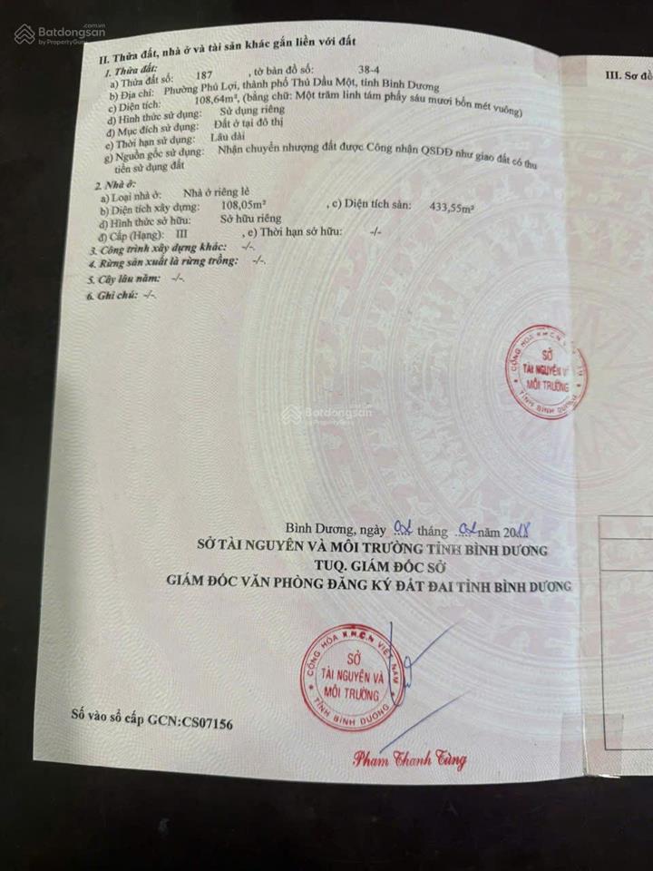 Bán nhà mặt tiền đường phú lợi, thủ dầu một, sổ riêng hoàn công, vị trí đắc địa kd đa ngành