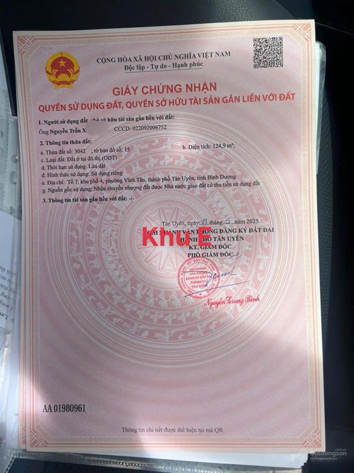 Chính chủ bán lô đất khu e kcn vsip 2a 125m² sổ riêng giá tốt 2.3** tỷ  0888 623 ***