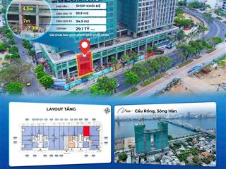 Bán căn shop khối đế đẹp mặt tiền trần hưng đạo, chỉ sau căn góc, mặt tiền rộng hơn 7m, ponte