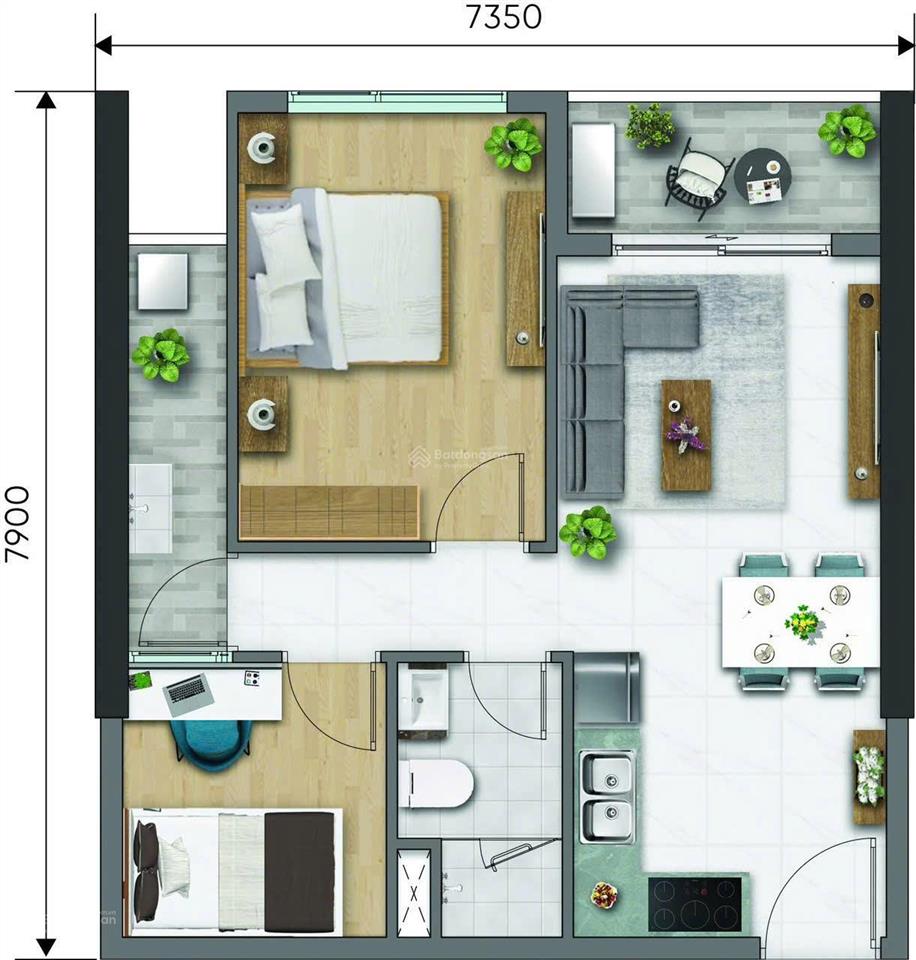D  aqua 2pn + , 2wc 74m2, xả hàng tết 4.6x tỷ