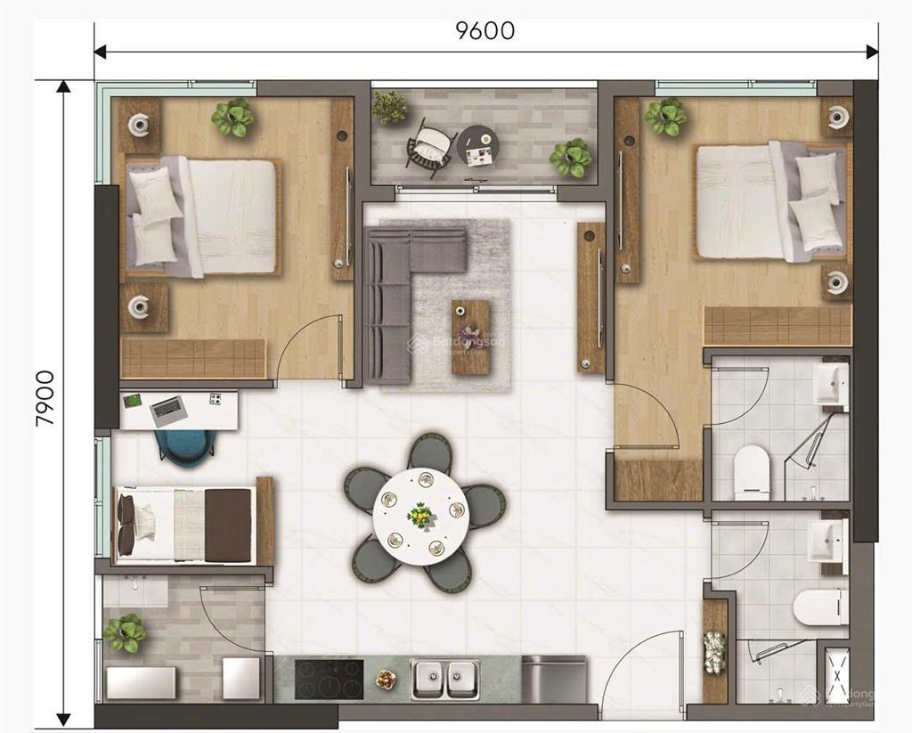 D  aqua 2pn + , 2wc 74m2, xả hàng tết 4.6x tỷ