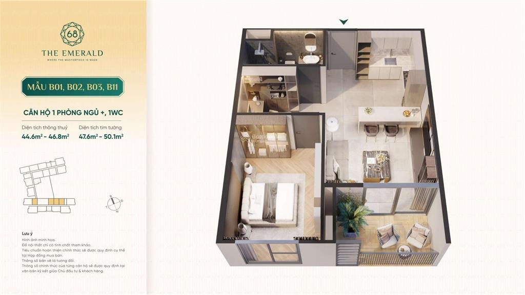 Bán căn hộ 2pn, 2wc tại the emerald 68, 4,2 tỷ, 68,9m2