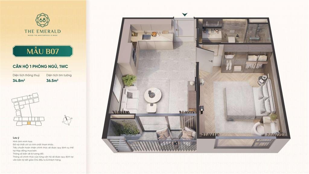 Bán căn hộ 2pn, 2wc tại the emerald 68, 4,2 tỷ, 68,9m2