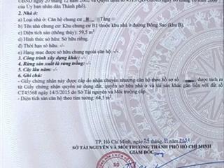 Hàng hiếm! chung cư bông sao b1, 2 phòng ngủ còn mới vào ở ngay, sổ hồng riêng