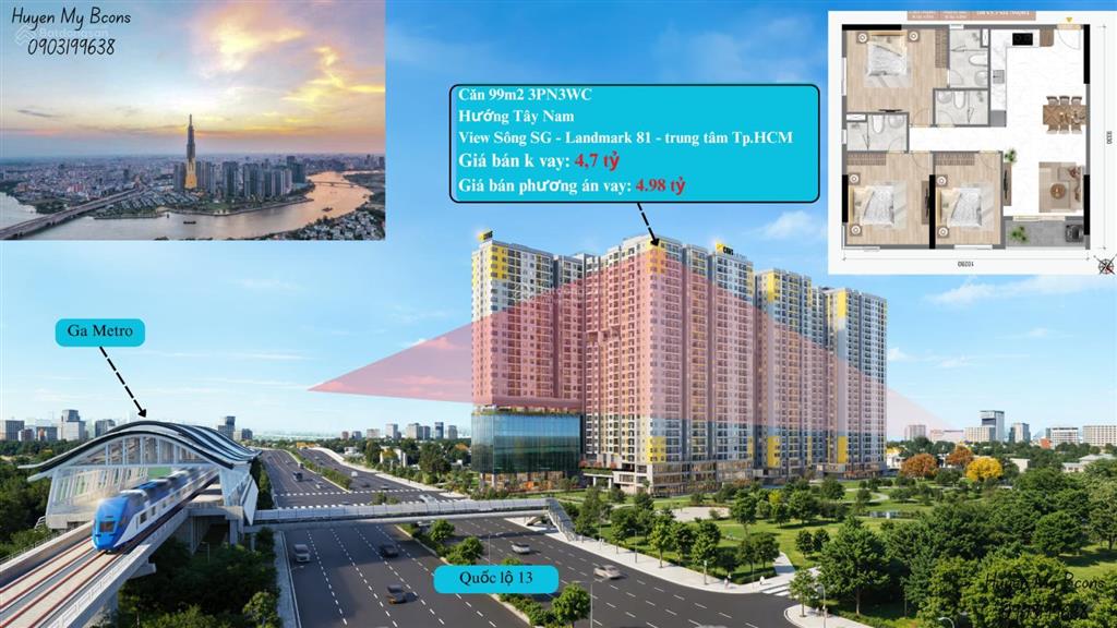 Căn hộ góc 3pn3wc view sông và trung tâm tp, 99m2 chỉ 4,7 tỷ đã vat  thanh toán 950tr sở hữu ngay