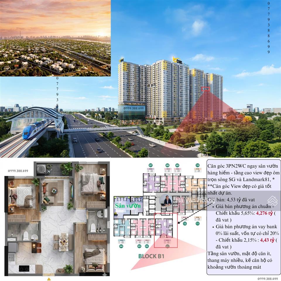 Hiếm  căn góc hoa hậu 3pn tầng sân vườn view ôm trọn sông, chỉ 4,276 tỷ đã vat
