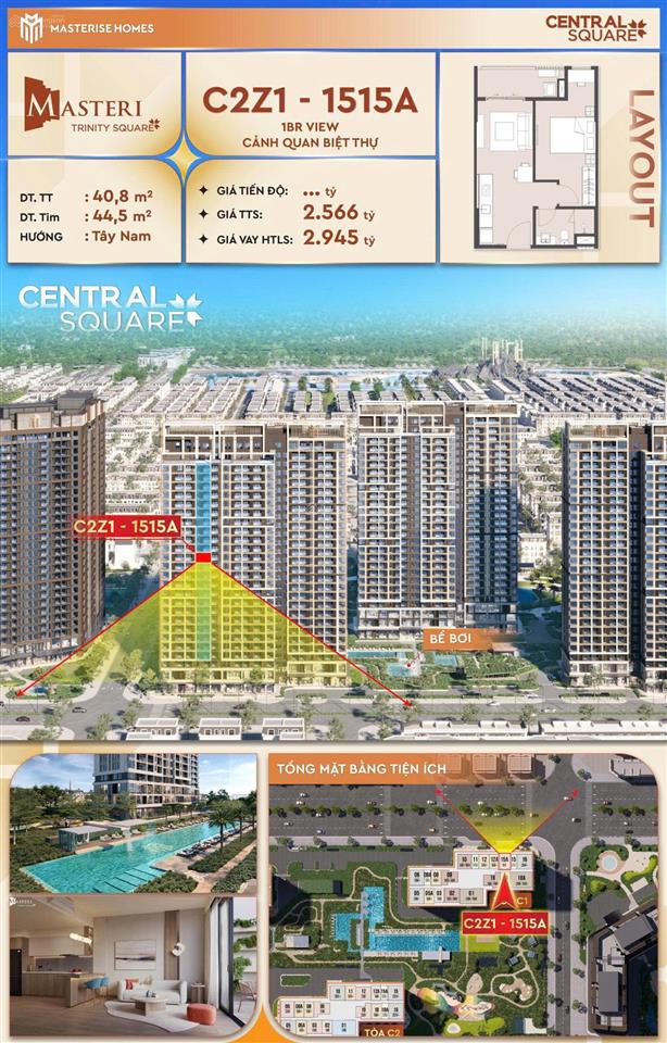 Bán gấp căn 1pn view nội khu, bể bơi, giá tốt tại vinhomes ocean park 2