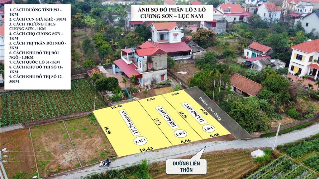 Bán lô góc 2 mặt tiền tại cương sơn, lục nam, bắc giang